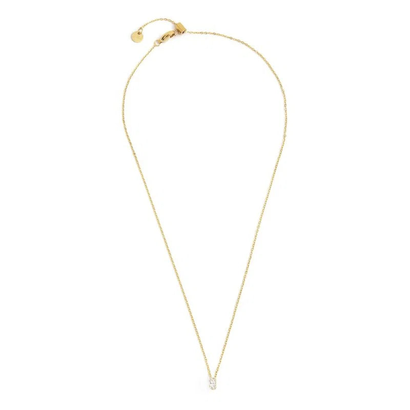 Collana con Zircone Baguette Bianco in Acciaio Oro Marlù