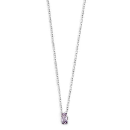 Collana Marlù in Acciaio con Zircone Viola Taglio Baguette