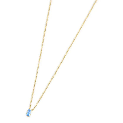 Collana con Zircone Baguette Azzurro in Acciaio Oro Marlù Marlù
