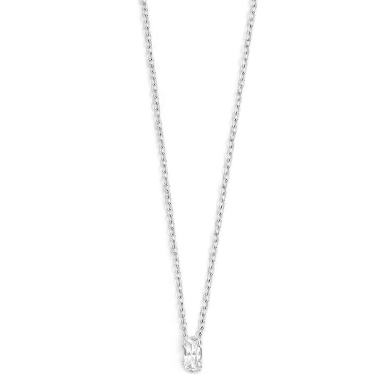 Collana con Zircone Baguette Bianco in Acciaio Marlù Marlù
