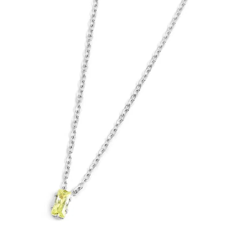 Collana con Zircone Baguette Verde in Acciaio Marlù Marlù