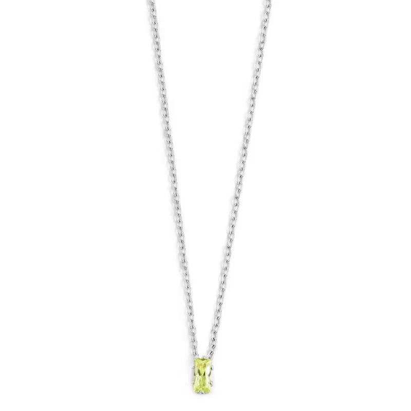 Collana con Zircone Baguette Verde in Acciaio Marlù Marlù