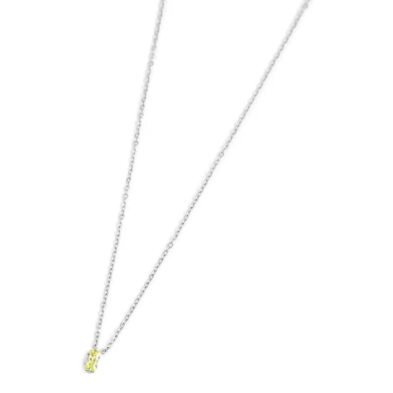 Collana con Zircone Baguette Verde in Acciaio Marlù Marlù