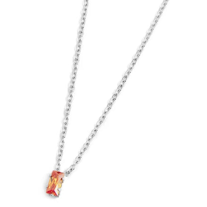 Collana con Zircone Baguette Arancione in Acciaio Marlù Marlù