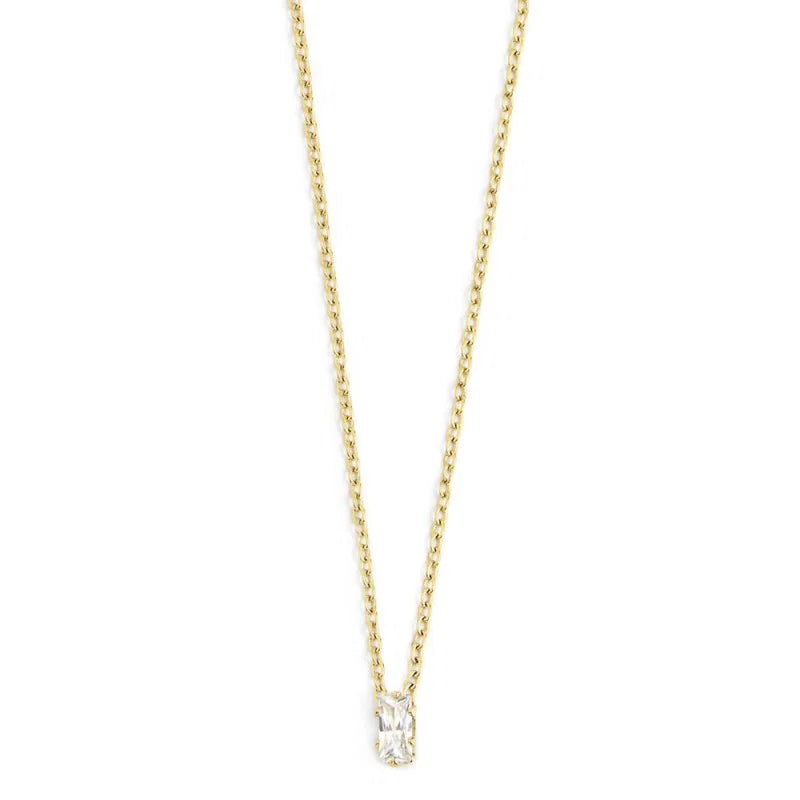 Collana con Zircone Baguette Bianco in Acciaio Oro Marlù