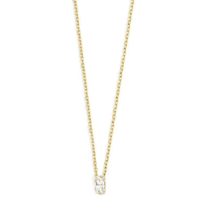 Collana con Zircone Baguette Bianco in Acciaio Oro Marlù