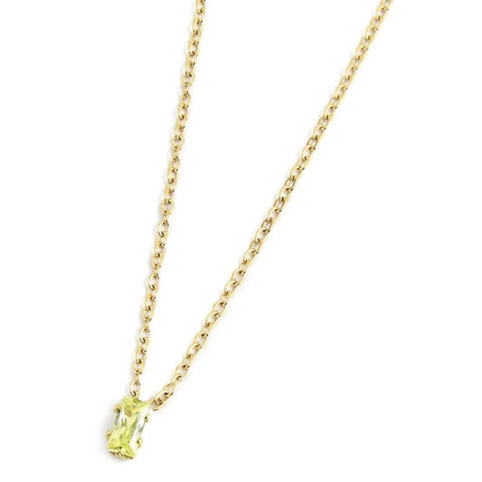 Collana con Zircone Baguette Verde in Acciaio Oro Marlù Marlù