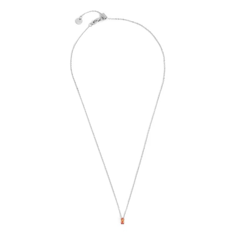 Collana con Zircone Baguette Arancione in Acciaio Marlù Marlù