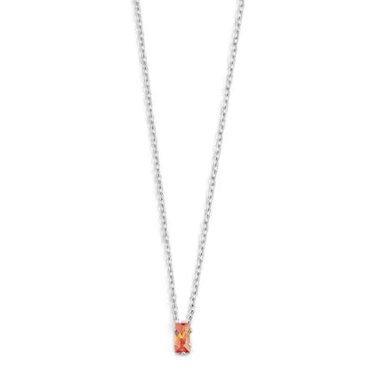 Collana con Zircone Baguette Arancione in Acciaio Marlù Marlù