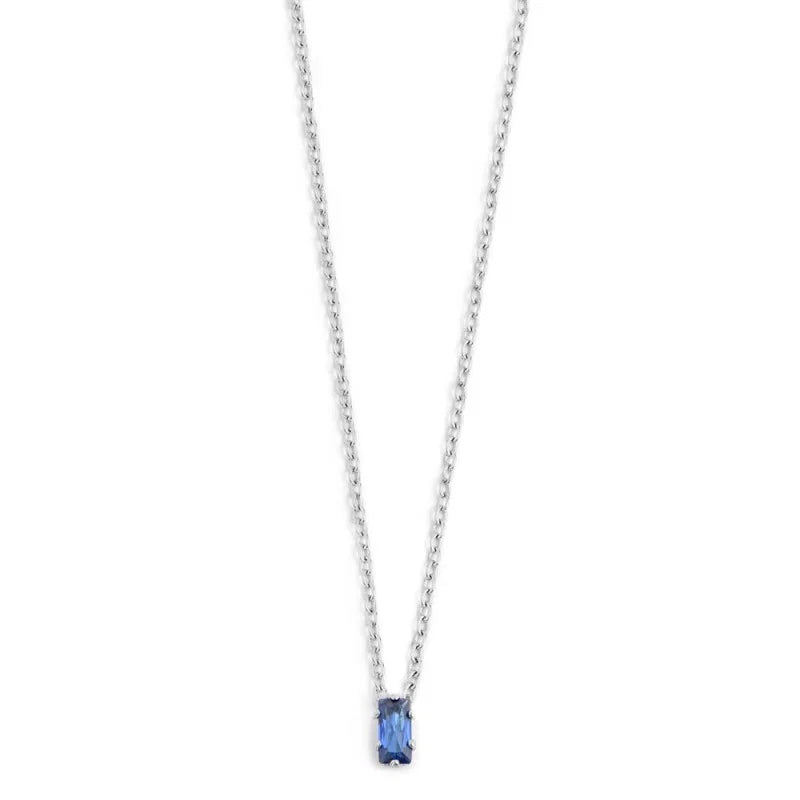 Collana con Zircone Baguette Blu in Acciaio Marlù Marlù