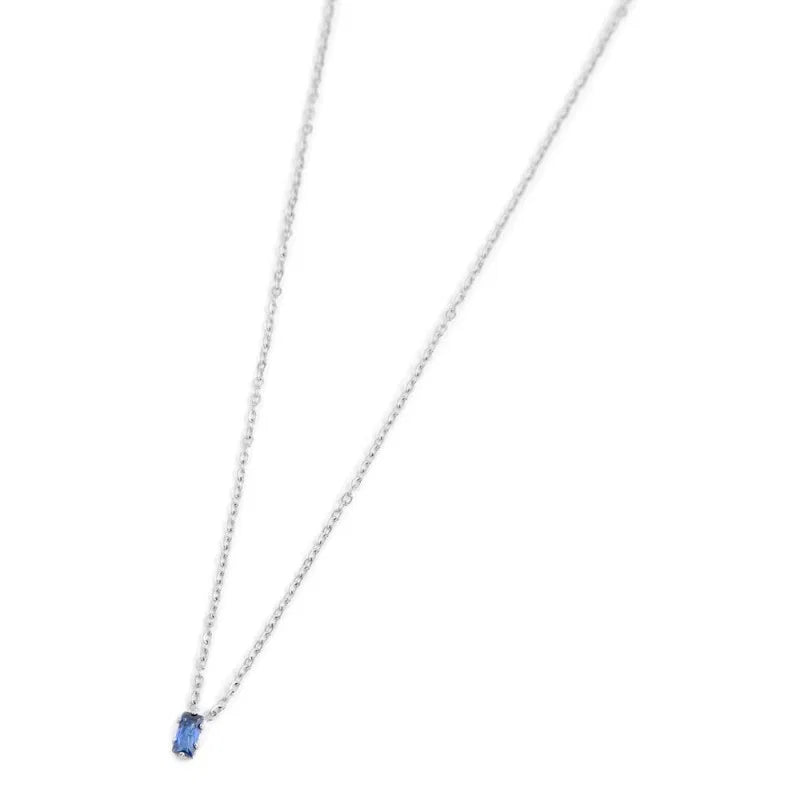 Collana con Zircone Baguette Blu in Acciaio Marlù Marlù