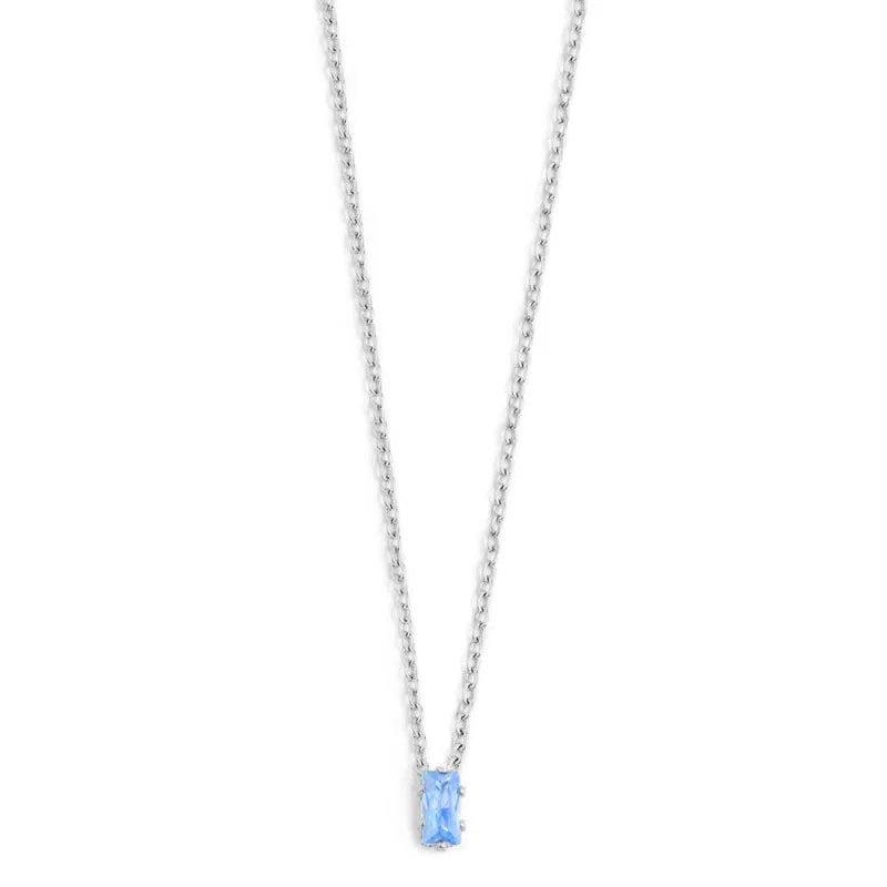 Collana con Zircone Baguette Azzurro in Acciaio Marlù Marlù