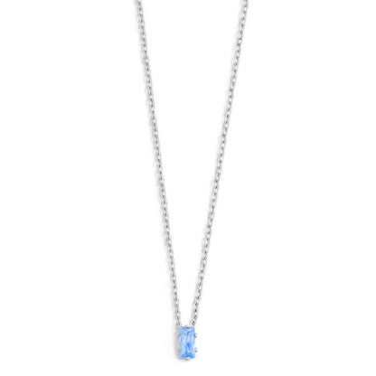 Collana con Zircone Baguette Azzurro in Acciaio Marlù Marlù