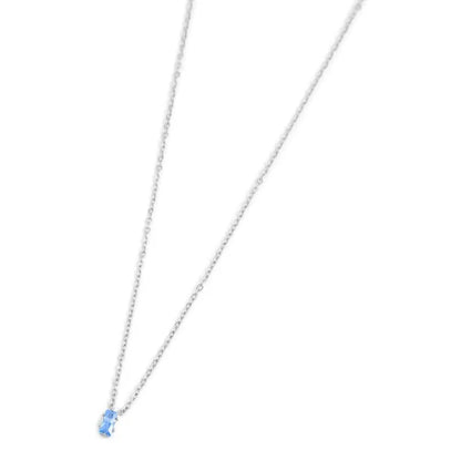 Collana con Zircone Baguette Azzurro in Acciaio Marlù Marlù