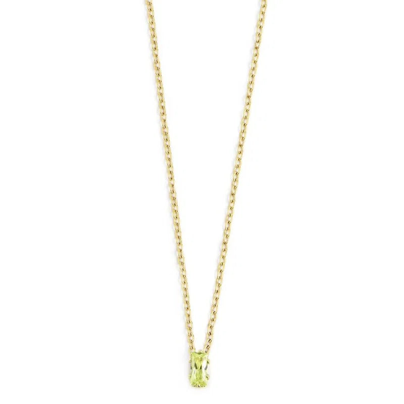 Collana con Zircone Baguette Verde in Acciaio Oro Marlù
