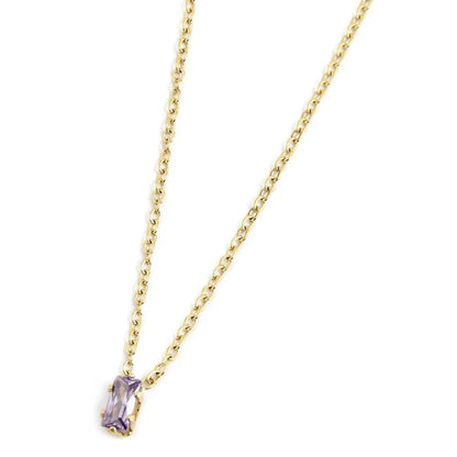 Collana con Zircone Baguette Viola in Acciaio Oro Marlù Marlù