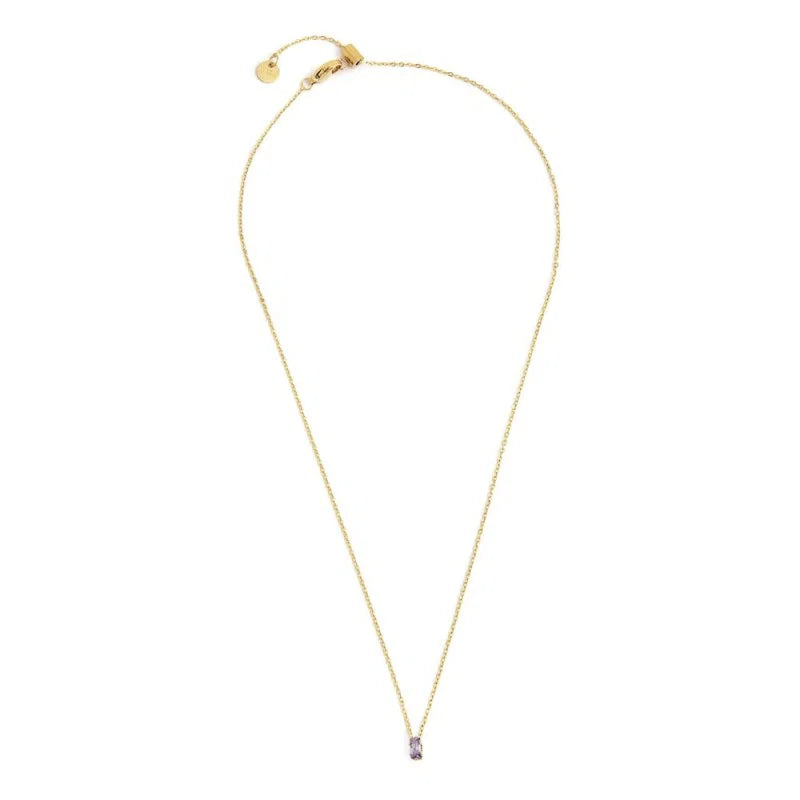 Collana con Zircone Baguette Viola in Acciaio Oro Marlù Marlù