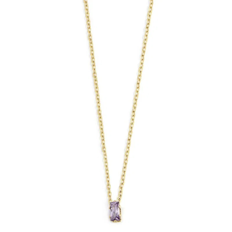 Collana con Zircone Baguette Viola in Acciaio Oro Marlù Marlù