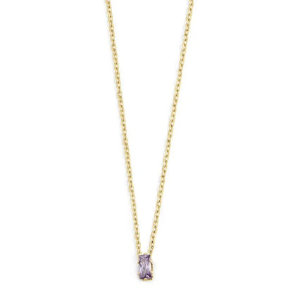 Collana con Zircone Baguette Viola in Acciaio Oro Marlù Marlù