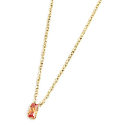 Collana con Zircone Baguette Arancione in Acciaio Oro Marlù Marlù