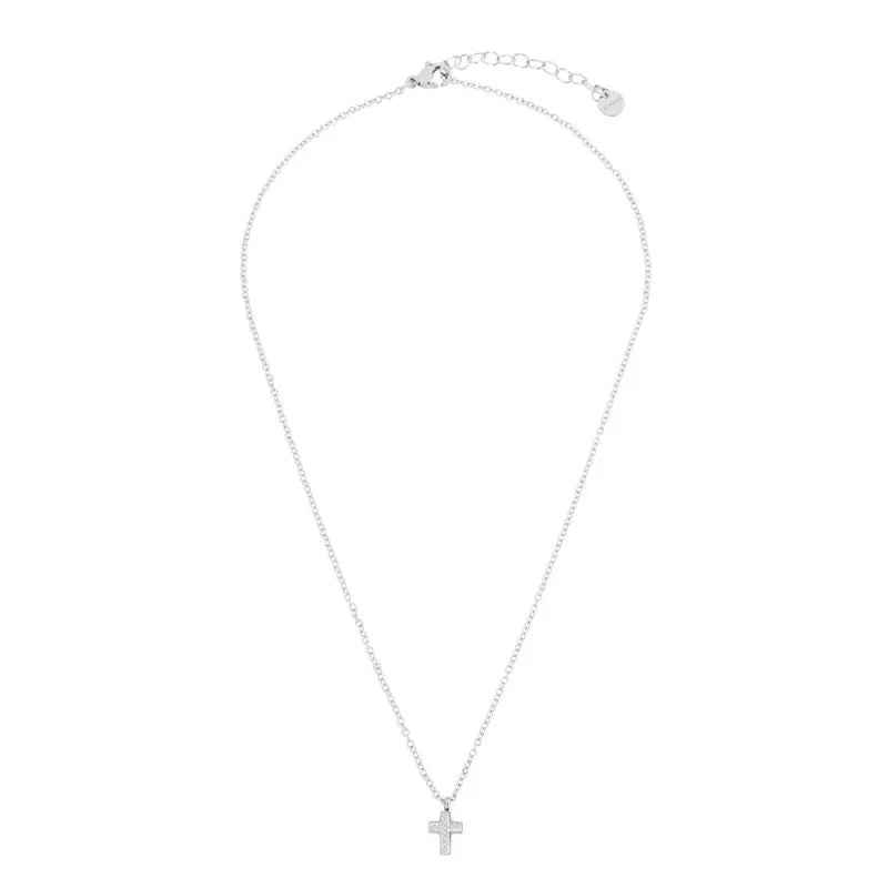 Collana Croce con Cristalli in Acciaio Marlù Marlù