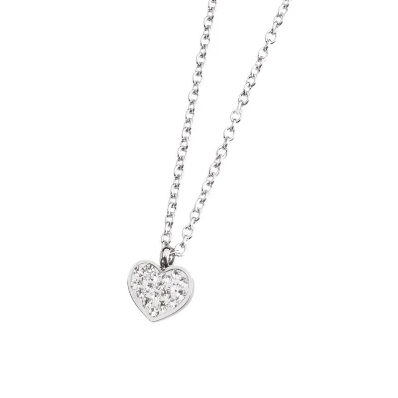 Collana Cuore con Cristalli in Acciaio Marlù