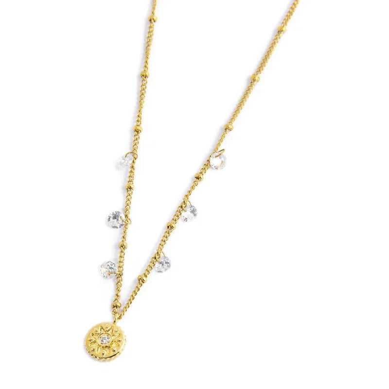 Collana Marlù con Medaglietta Sole Pendente e Zirconi