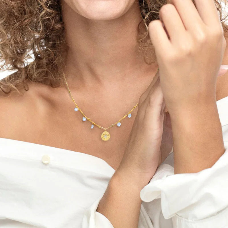 Collana Marlù con Medaglietta Sole Pendente e Zirconi