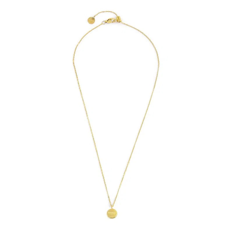 Collana in Acciaio Dorato con Medaglietta Sole Pendente e Zircone
