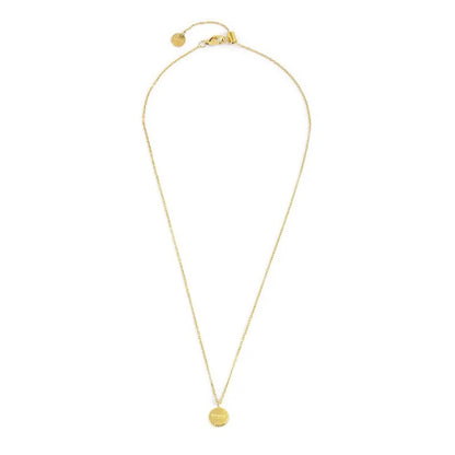 Collana in Acciaio Dorato con Medaglietta Sole Pendente e Zircone