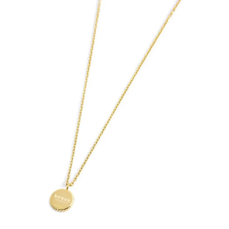 Collana in Acciaio Dorato con Medaglietta Sole Pendente e Zircone