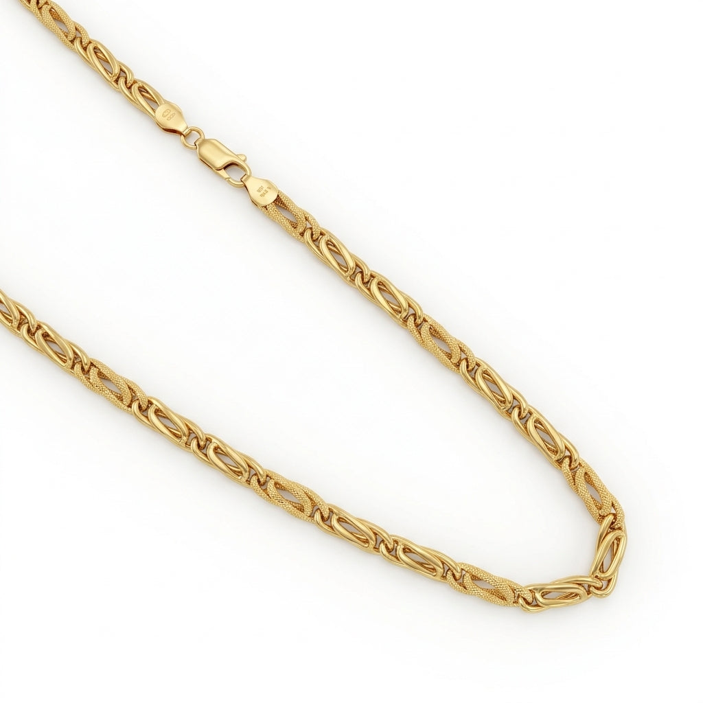 Collana in Oro Giallo 18 Carati con Maglia Occhio di Pernice Lucida e Satinata