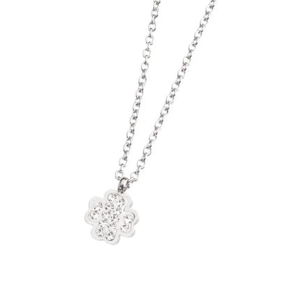 Collana Quadrifoglio con Cristalli in Acciaio Marlù