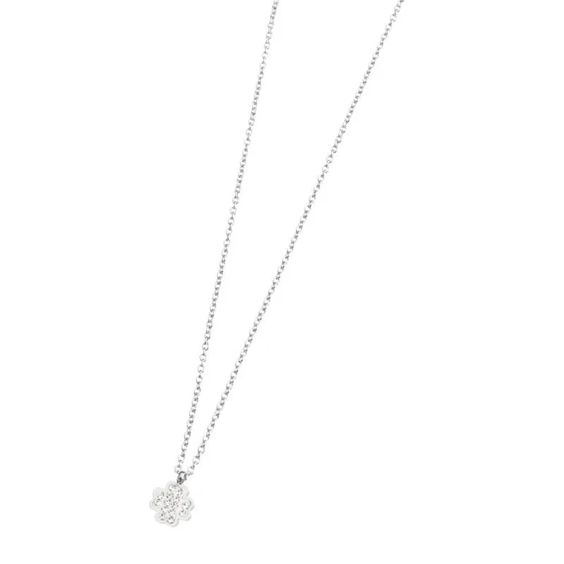 Collana Quadrifoglio con Cristalli in Acciaio Marlù