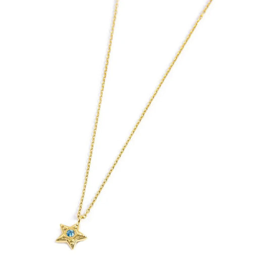 Collana Stella Pendente con Zircone Azzurro in Acciaio Oro Marlù Marlù