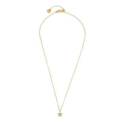 Collana Stella Pendente con Zircone Azzurro in Acciaio Oro Marlù