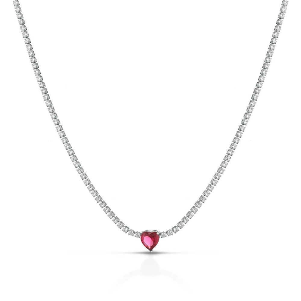 Collana Tennis con Cuore Rosso Gaiè Bijoux