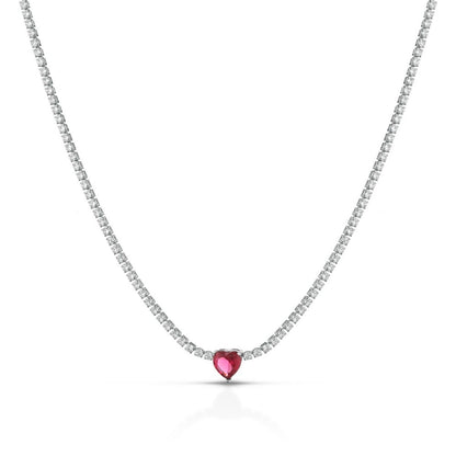 Collana Tennis con Cuore Rosso Gaiè Bijoux
