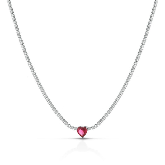 Collana Tennis con Cuore Rosso Gaiè Bijoux
