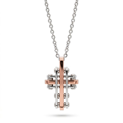 Collana Uomo Fortynine in Acciaio Bicolore con Croce Stile Industrial