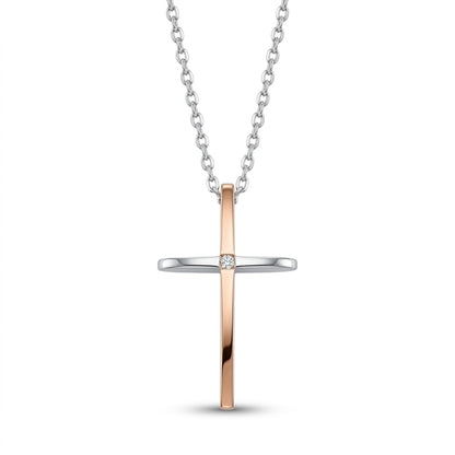 Collana Uomo Fortynine in Acciaio Bicolore con Croce e Zircone