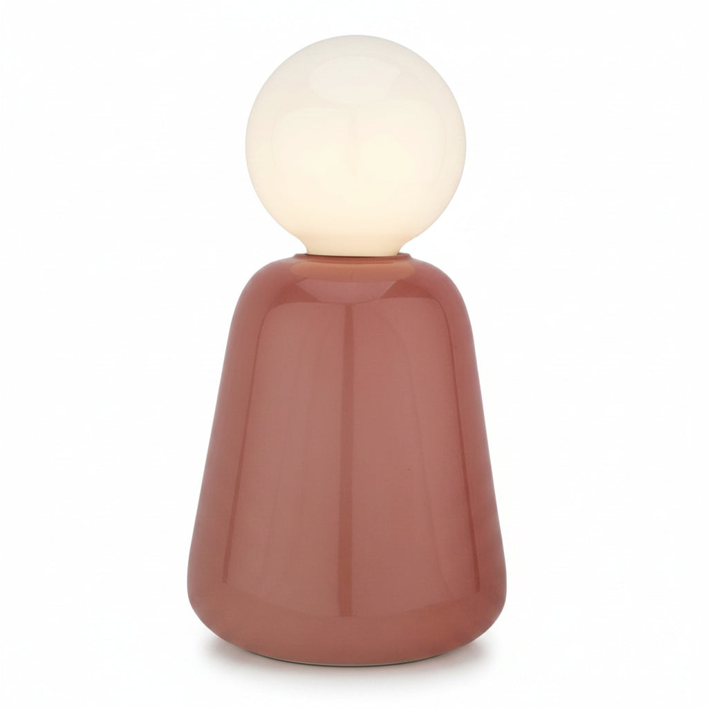 Lampada da Tavolo "Vaso" in Vetro Rosa con Bulbo Ricaricabile USB- Bagutta