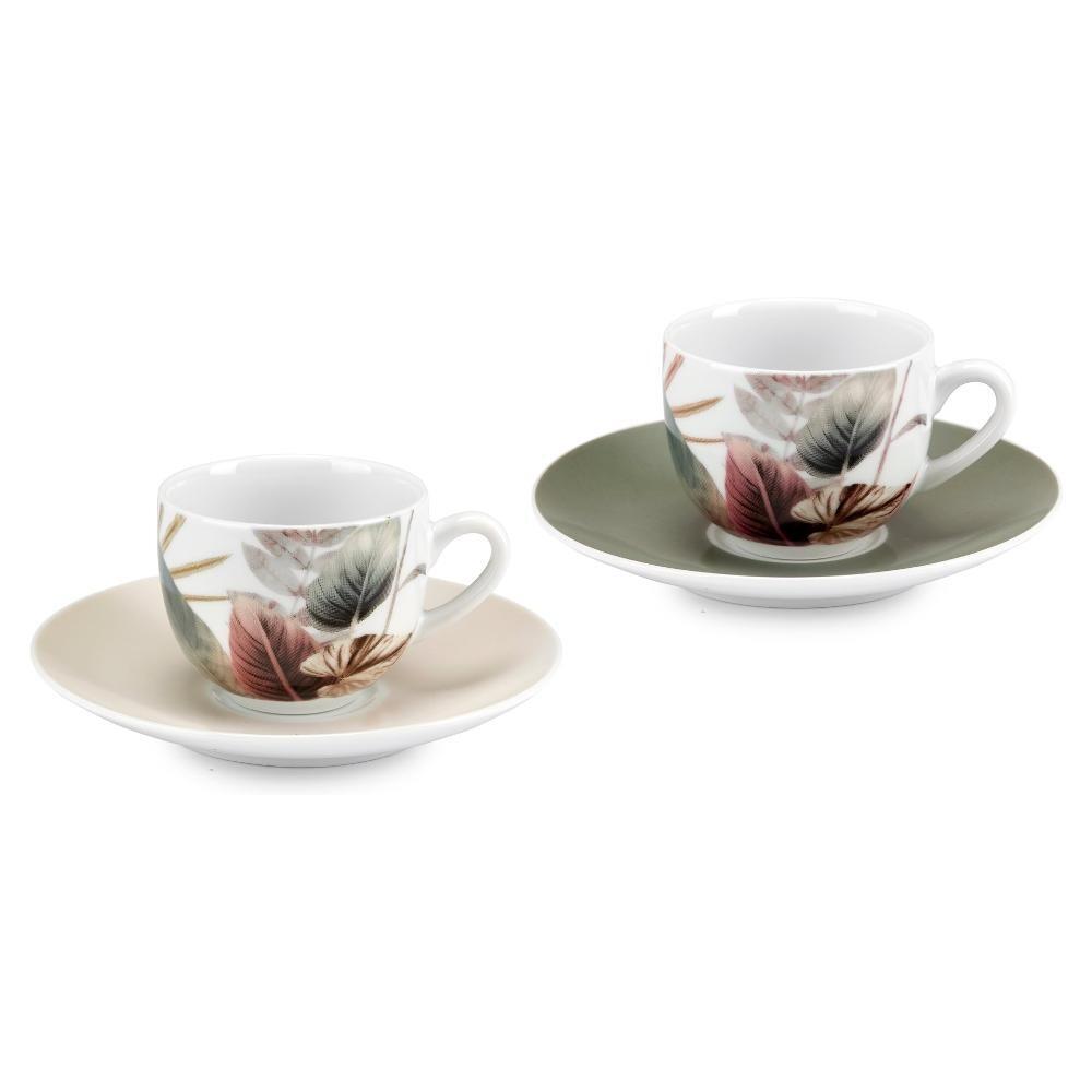 Servizio 6 Tazzine Caffè con Piattino Fade Malika 2.0 in Porcellana Decorata