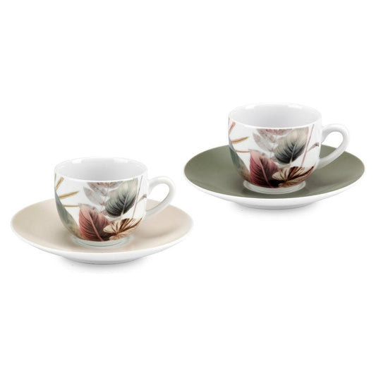 Servizio 6 Tazzine Caffè con Piattino Fade Malika 2.0 in Porcellana Decorata Fade