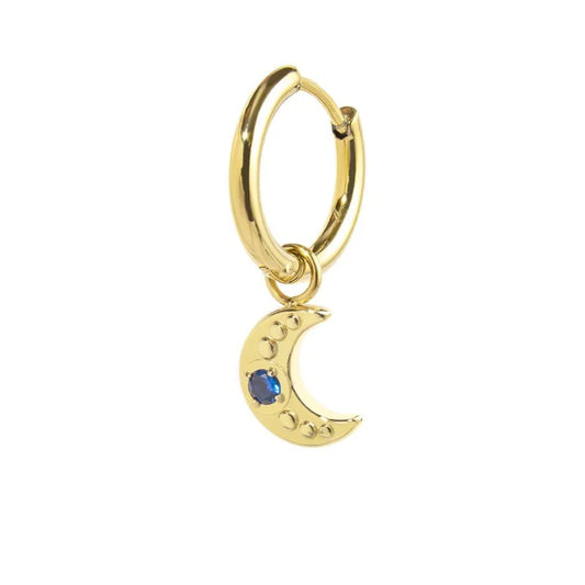 Orecchino a Cerchio in Acciaio Oro con Luna Pendente Marlù