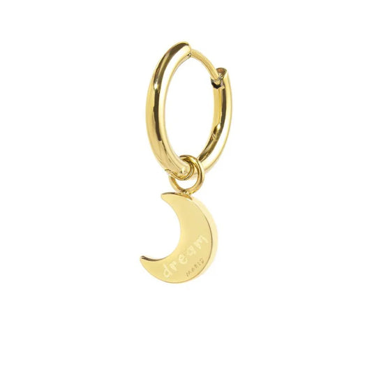 Orecchino a Cerchio in Acciaio Oro con Luna Pendente Marlù