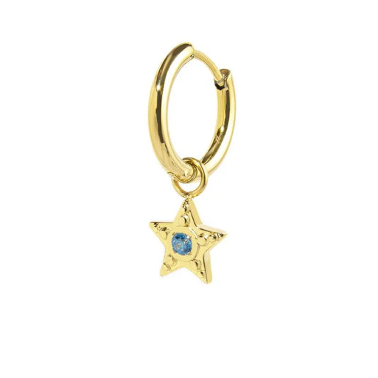 Orecchino a Cerchio in Acciaio Oro con Stella Pendente Marlù