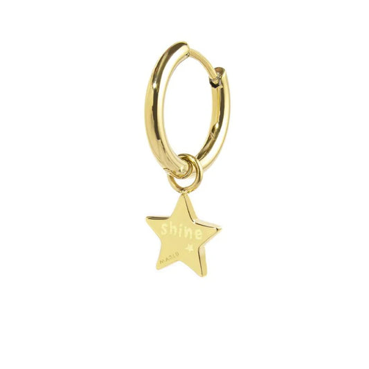 Orecchino a Cerchio in Acciaio Oro con Stella Pendente Marlù