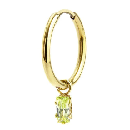 Orecchino con Zircone Baguette Verde in Acciaio Oro Marlù