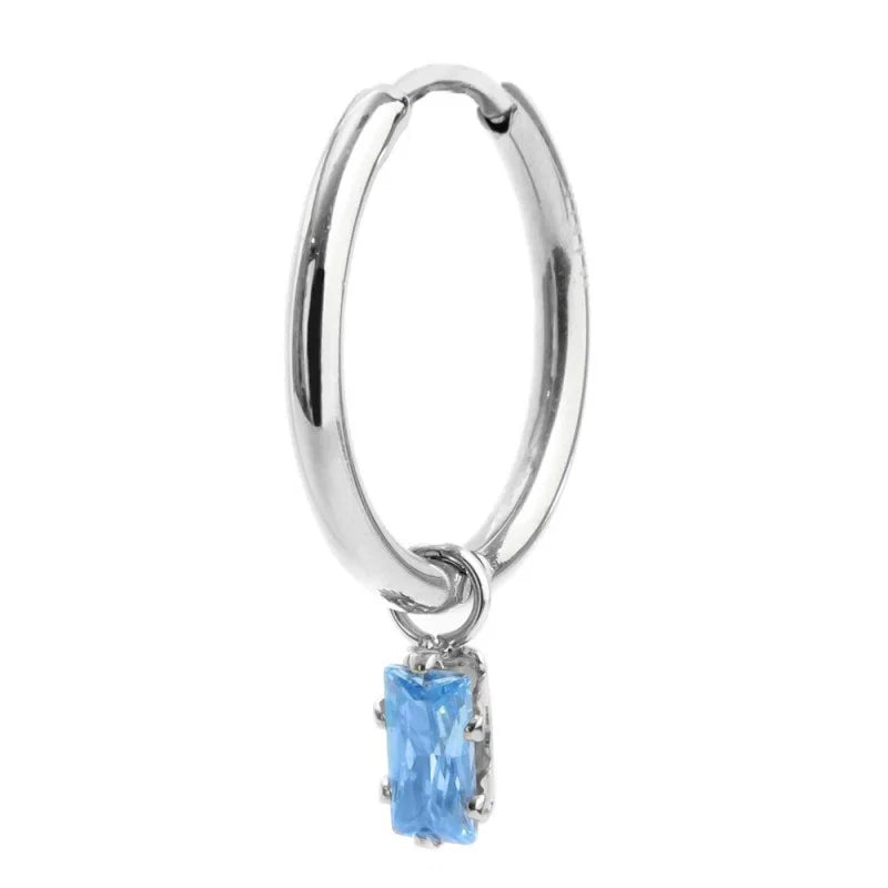 Orecchino con Zircone Baguette Azzurro in Acciaio Marlù